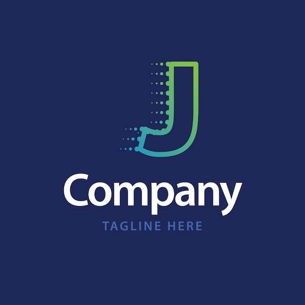 J technology logo business brand identity design vector illustration