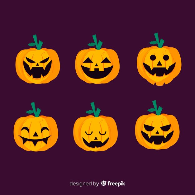 Jack o lantern flat halloween pumpkin on violet background