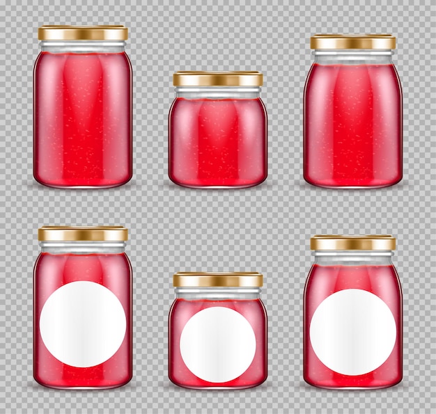 Free vector jam glass containers set