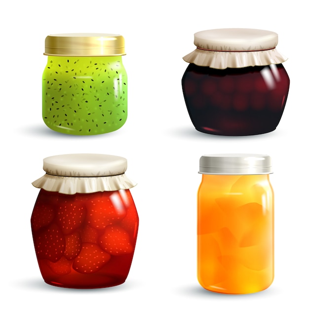 Бесплатное векторное изображение jam jar set