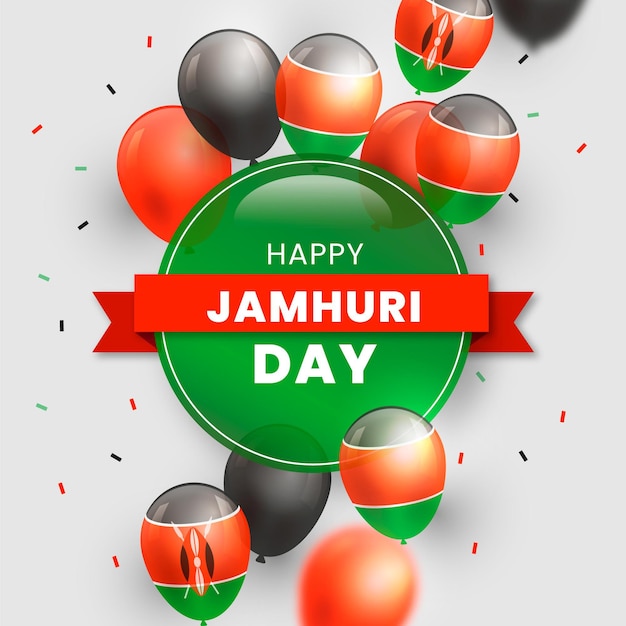 Free vector jamhuri day illustration with realistic balloons