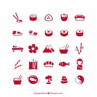 Free vector japan icons pack