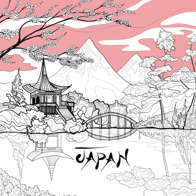 Japan landscape background