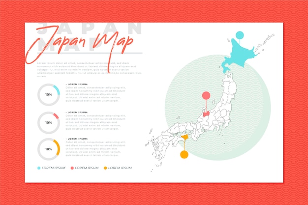 無料ベクター フラットなデザインで日本地図インフォグラフィック