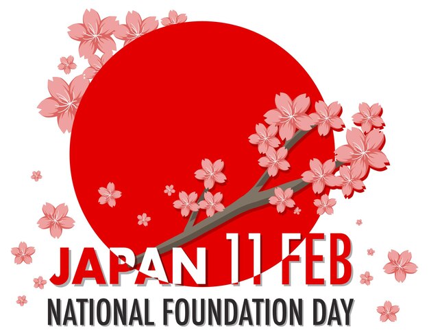 Japan's National Foundation Day banner with Sakura flower