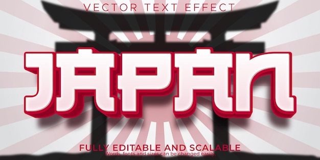 Бесплатное векторное изображение Текстовый эффект японии, редактируемый стиль текста азии и храма