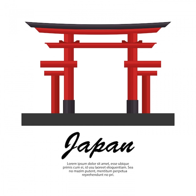 Vettore gratuito icona del cancello di torii di viaggio giappone