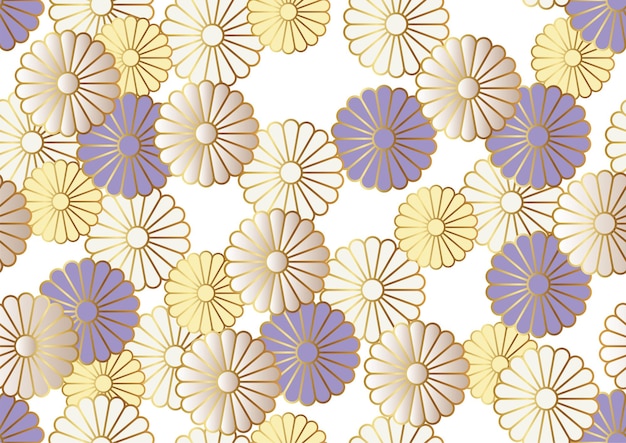 Free vector japanese auspicious vintage chrysanthemum pattern horizontally and vertically repeatable