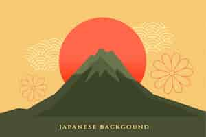 Free vector japanese background with mount fuzi  decorative