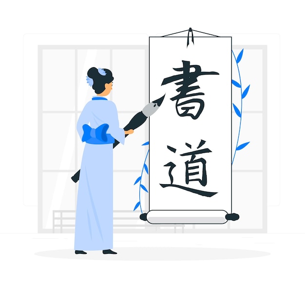 Japanese calligraphy concept illustration