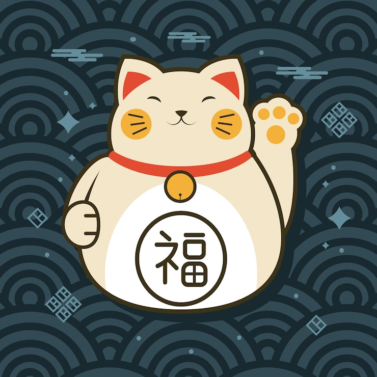 Free Vector japanese cat saludating