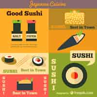 Free vector japanese cuisine cards and banners