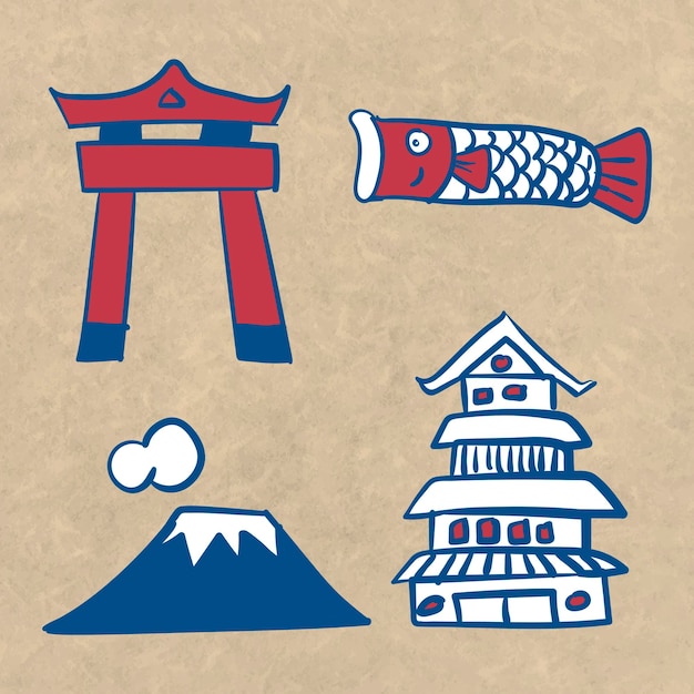 Free vector japanese culture element set