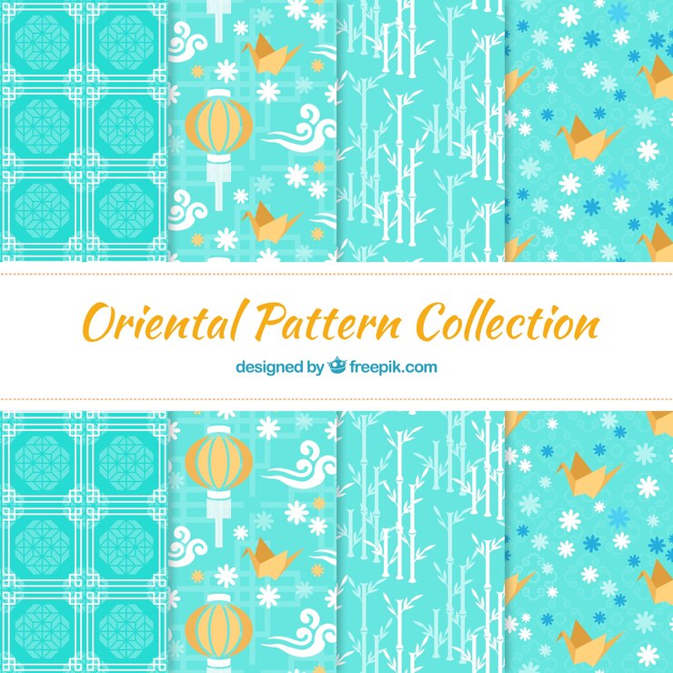 Free Vector japanese elements light blue patterns