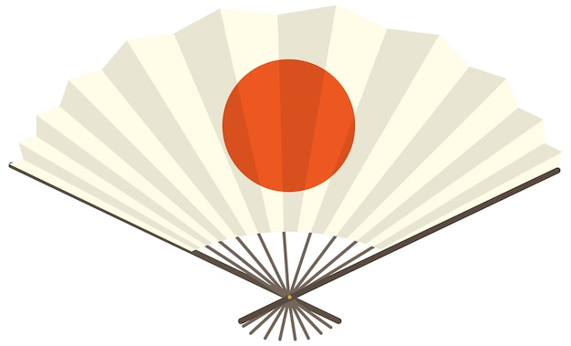 붉은 태양이 인쇄된 일본 부채 또는 부채