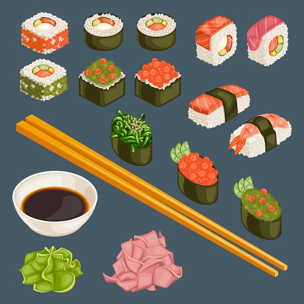 Free vector japanese food collection