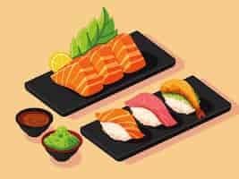 Бесплатное векторное изображение Блюда японской кухни