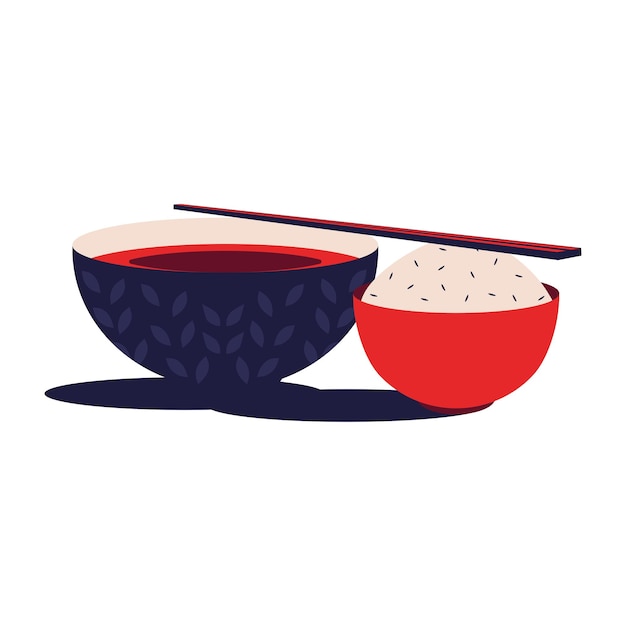 Бесплатное векторное изображение Иконка риса японской кухни изолированная