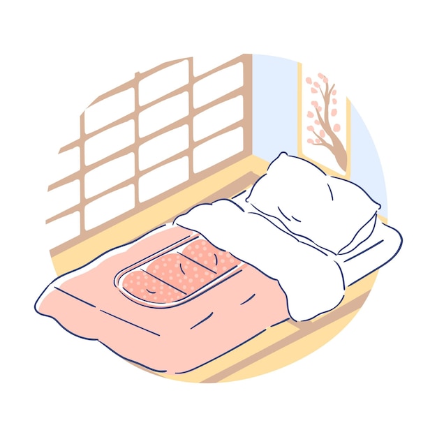 Бесплатное векторное изображение Японский футон с изображением в рамке