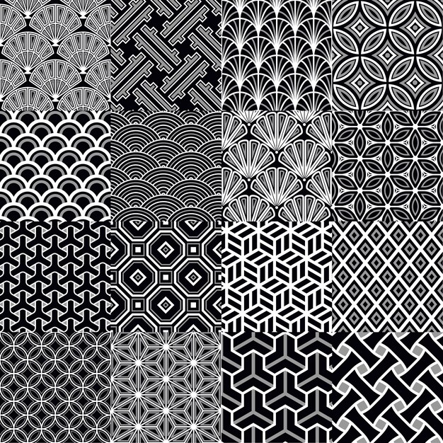 Japanese geometric seamless patterns