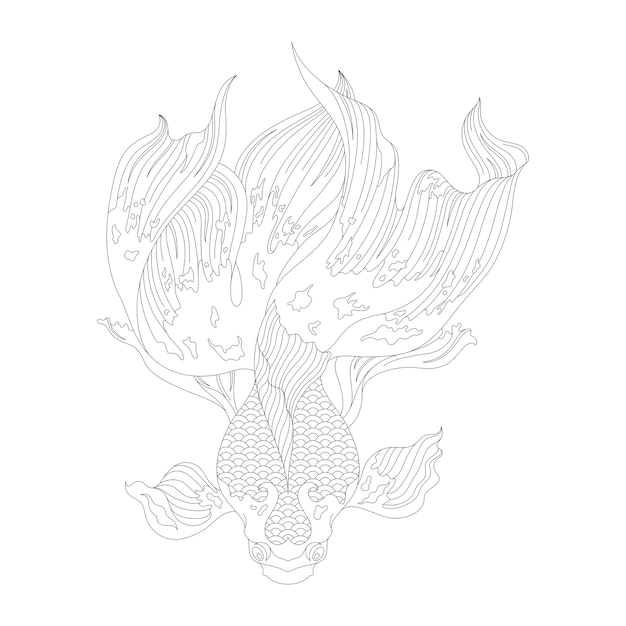 Free vector japanese goldfish adult coloring page