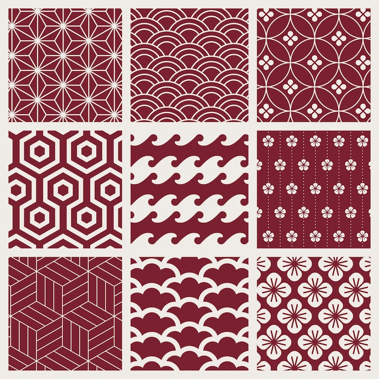 Free Vector japanese-inspired pattern vector set