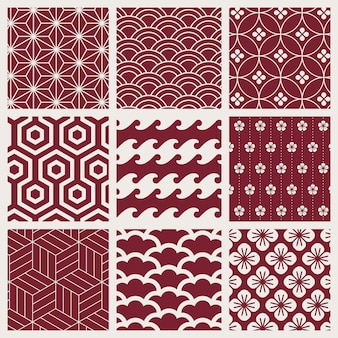 Japanese-inspired pattern vector set