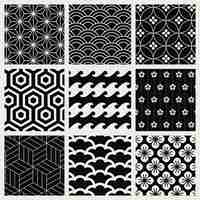 Free vector japanese-inspired pattern vector set