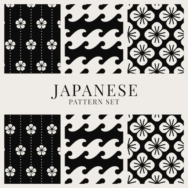 Japanese-inspired pattern vector set