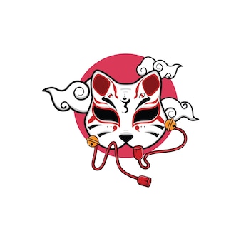 Japanese kitsune mask premium vector