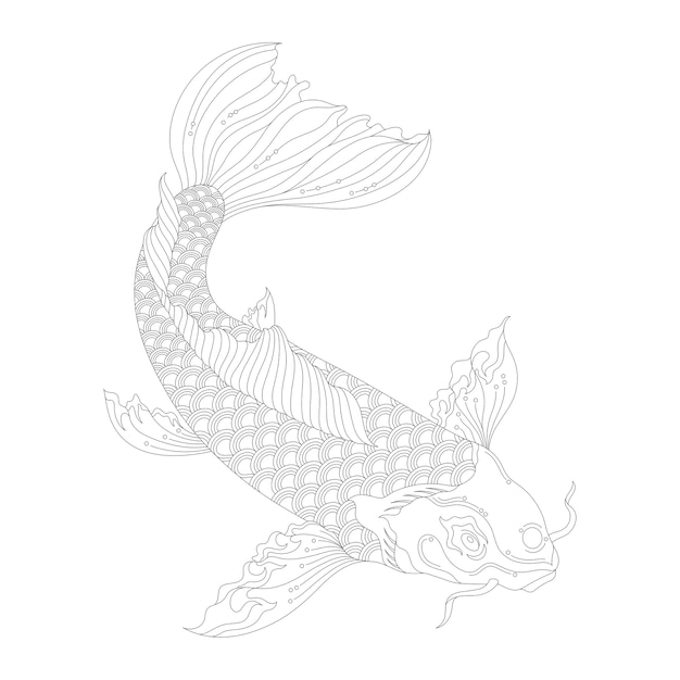 Japanese koi adult coloring page