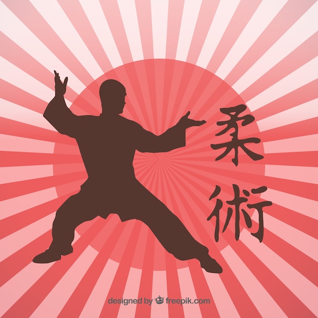 Free vector japanese martial art kick silhouette