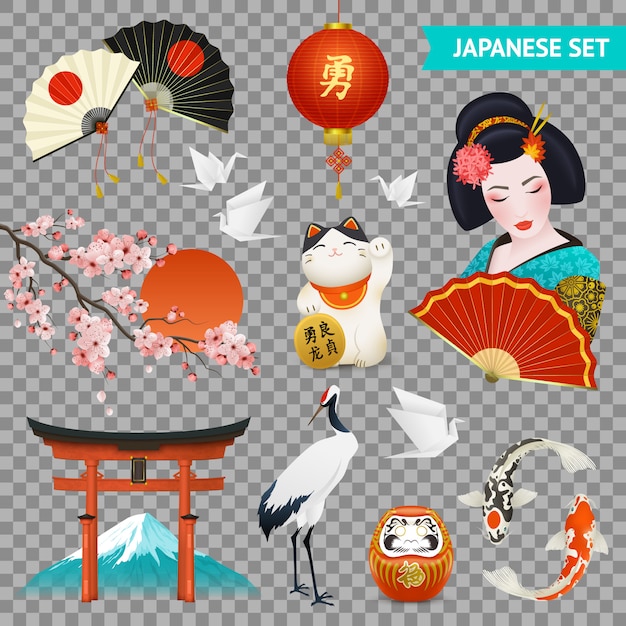 Japanese national symbols set