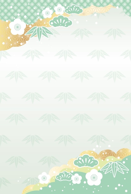 Japanese new year background with vintage auspicious charms