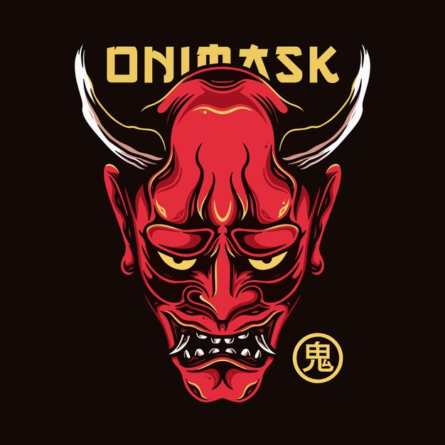 Premium Vector Japanese Oni Mask Tattoo Design