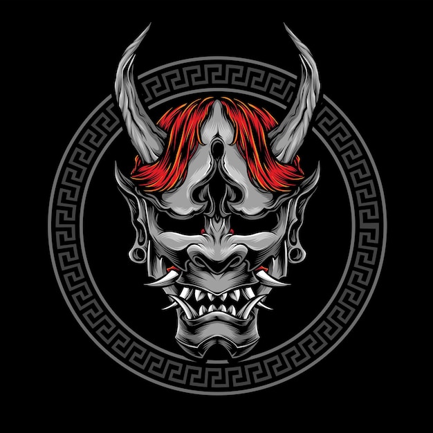 Free vector japanese oni mask vector logo