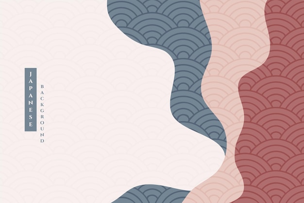 Free vector japanese pattern and wave background