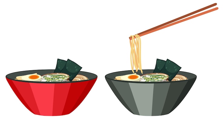 Free Vector japanese ramen on a bowl