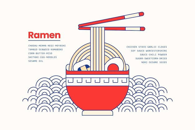 Free vector japanese ramen soup food in bowl background