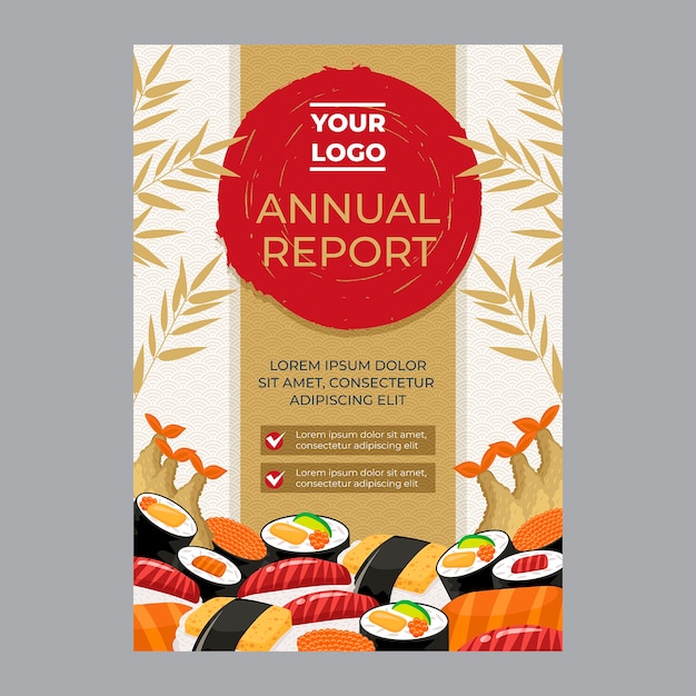 Free vector japanese restaurant annual report