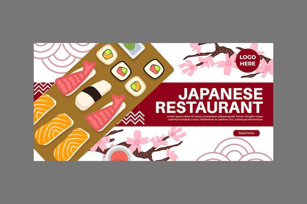 Vettore gratuito banner ristorante giapponese