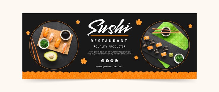 Free Vector japanese restaurant facebook template