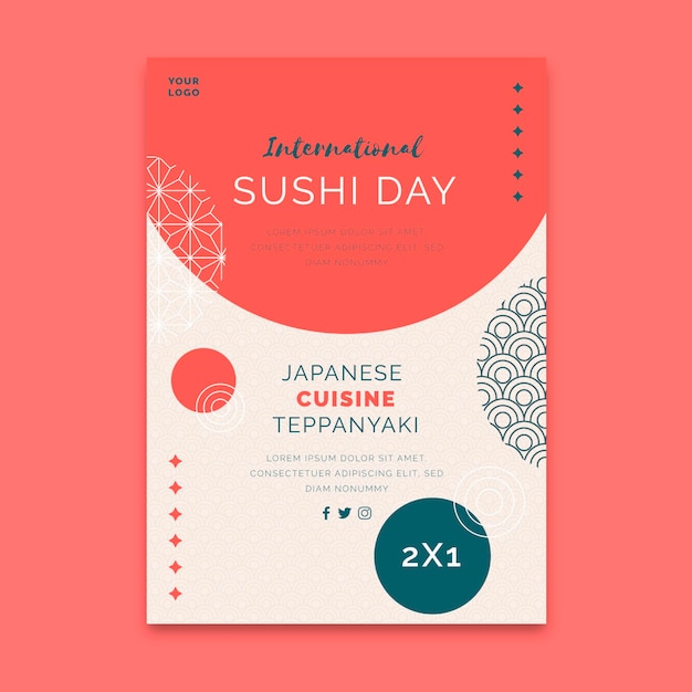 Free vector japanese restaurant flyer vertical