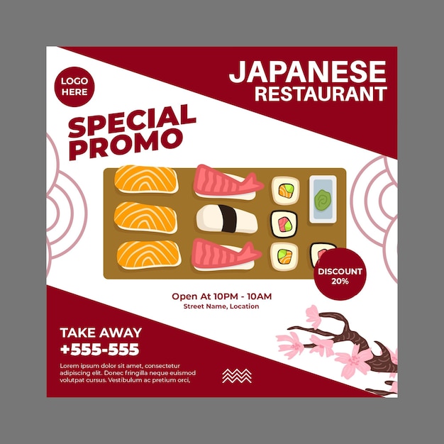 Free vector japanese restaurant flyer