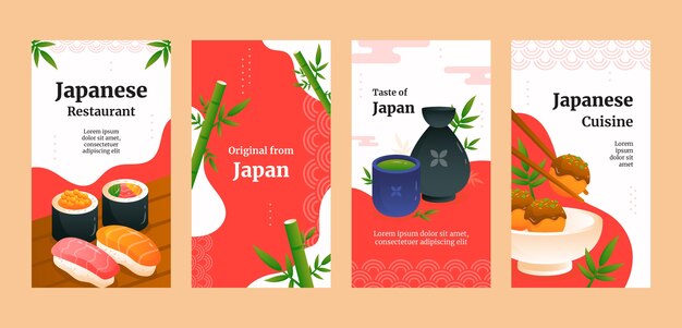 Japanese restaurant instagram stories set