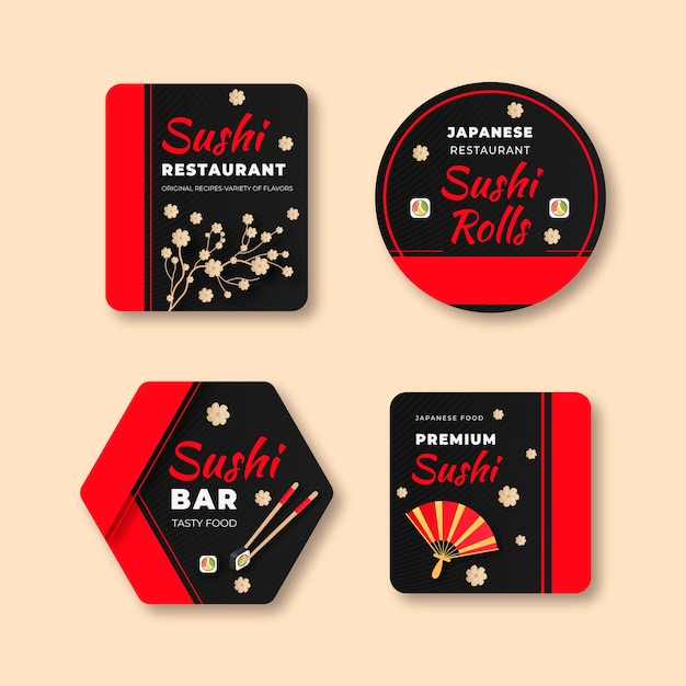 Japanese restaurant label set