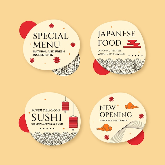 Japanese restaurant label set