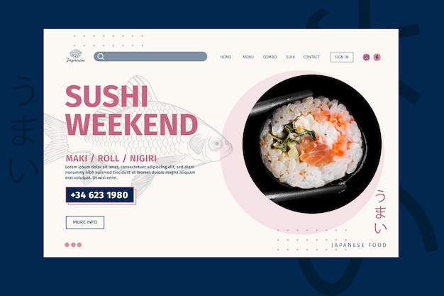 Free vector japanese restaurant landing page template