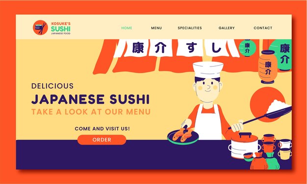 Шаблон целевой страницы японского ресторана