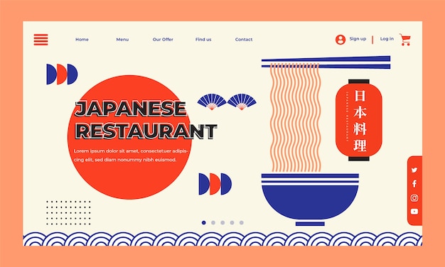 Free vector japanese restaurant landing page template